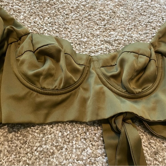 Isa Boulder Green bra top lace tie small boho cocktail resort quiet luxury vacay - Picture 2 of 8